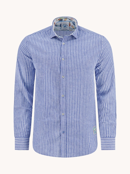 A Fish named Fred hemd 33.028.607 stripe linen cobalt