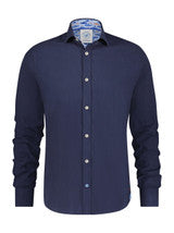 A Fish Named Fred Shirt linen navy timeless 99.0004 hemd kleur 604