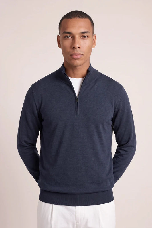 Thomas Maine trui half zip NOS 84 TM 100 kleur 60 navy