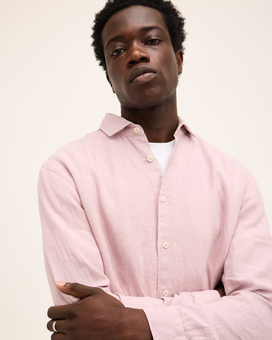 The Goodpeople hemd Soho linen dye kleur soft mauve