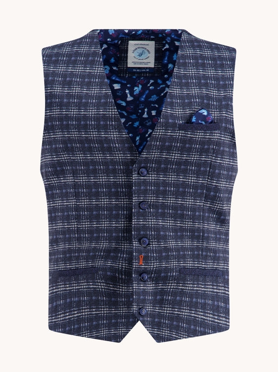A Fish Named Fred waistcoat 32.139.600 classic blue travel check