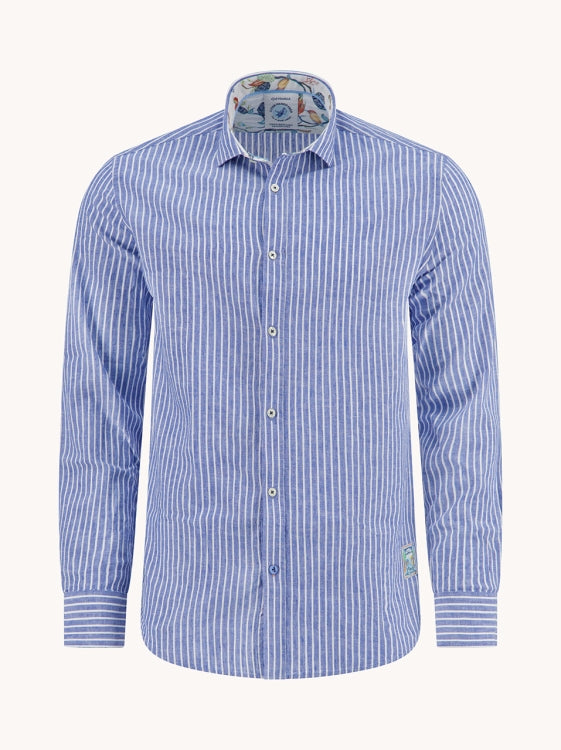A Fish named Fred hemd 33.028.607 stripe linen cobalt