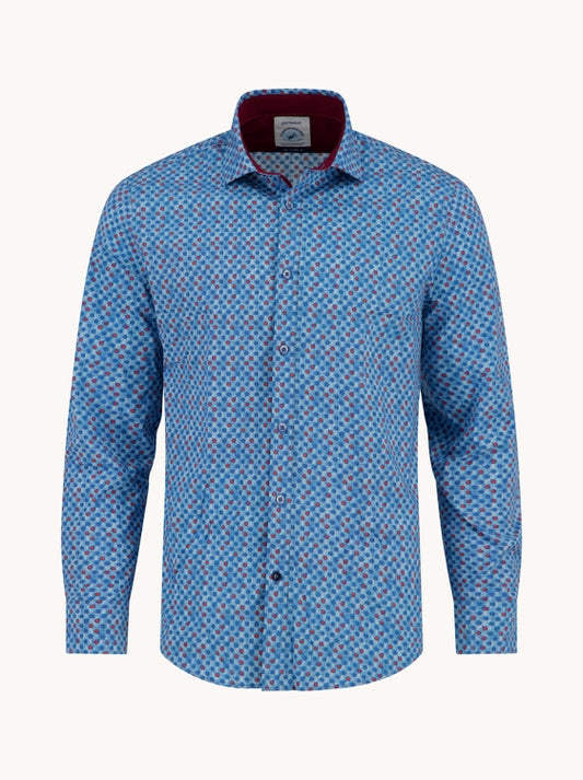 A Fish Named Fred hemd rounds 34.029 kleur 609 ash blue
