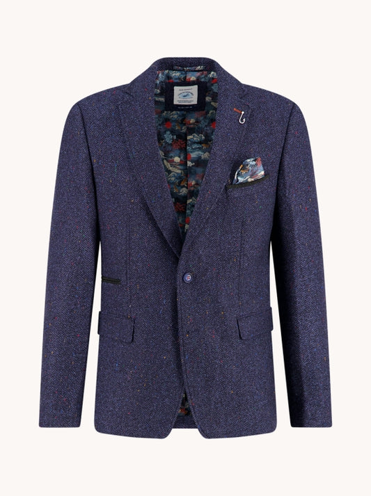 A Fish named Fred vest herringbone 34.106 kleur 604 navy