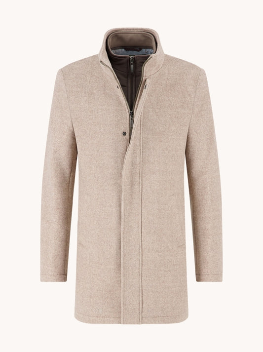 A Fish named Fred Funnel neck coat 34.165 kleur 205 sand