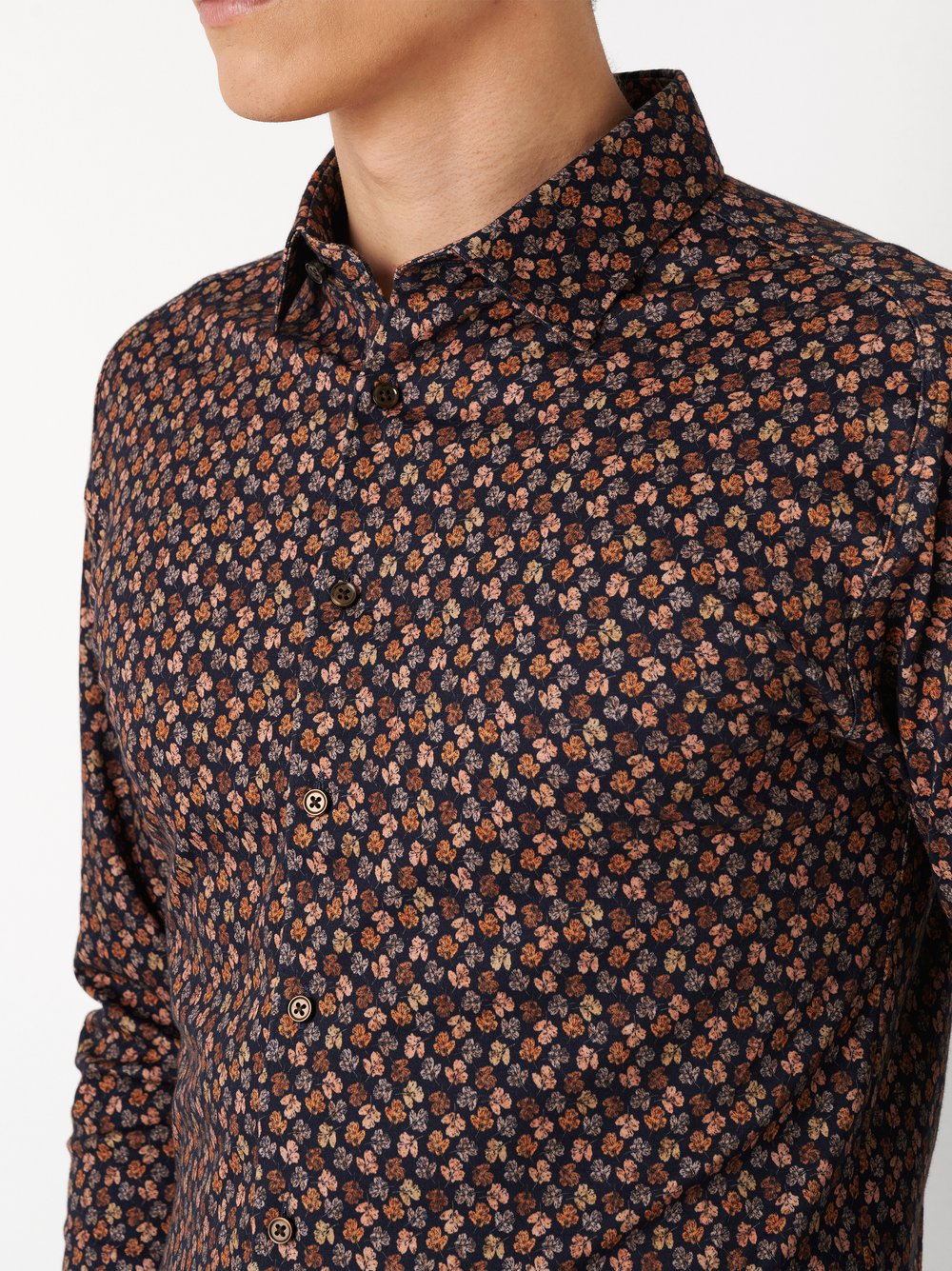 Desoto hemd Casual Kent 98228 kleur 877 navy brown leaves
