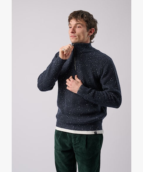 Antwrp trui BKW462-L219 kleur 407 ink blue 1/2 zip