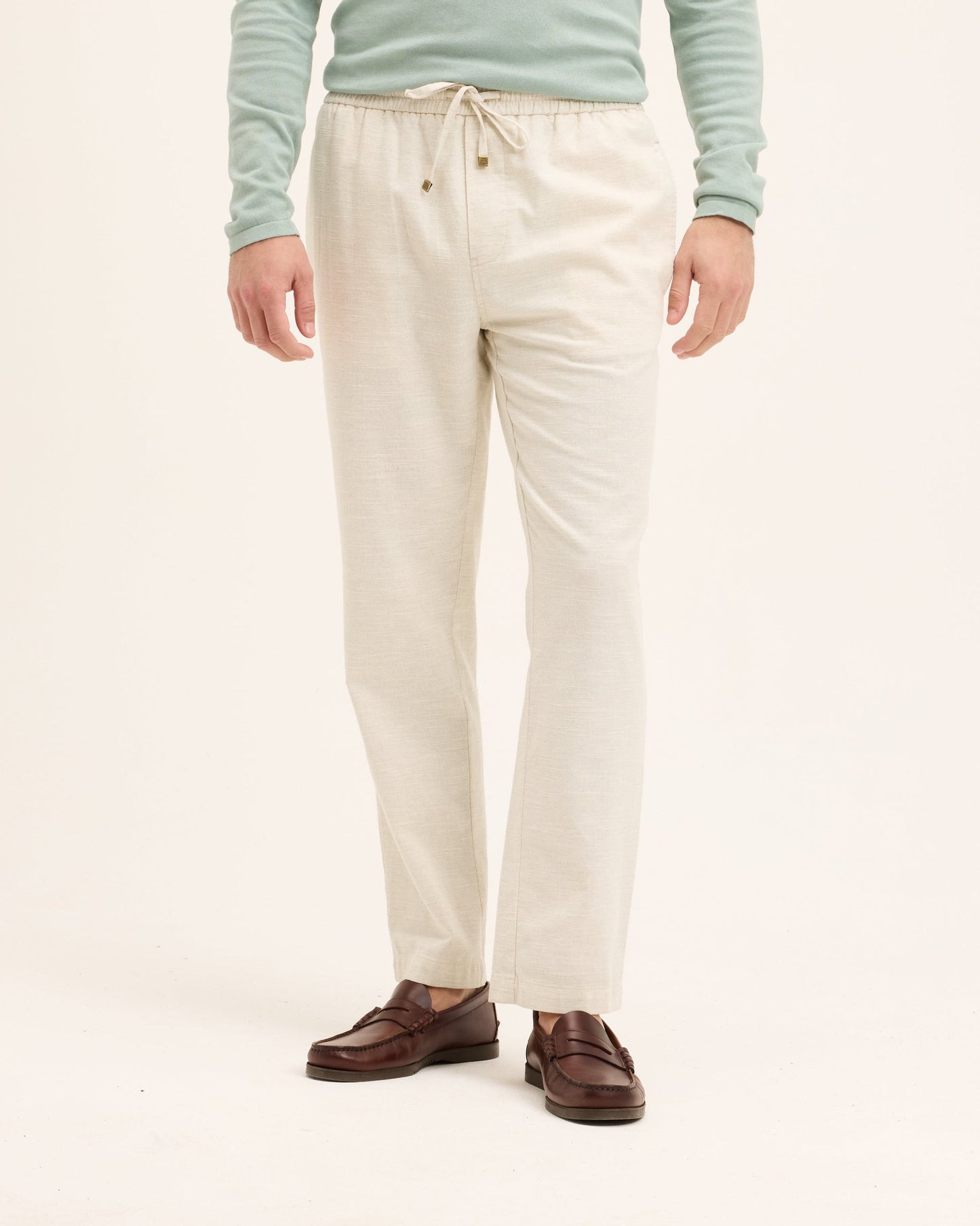 The Goodpeople broek Bob Relaxed fit kleur sand