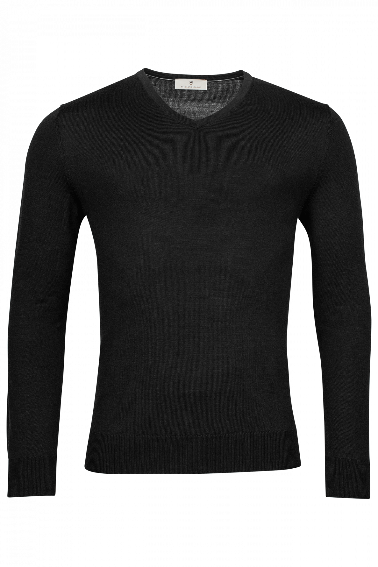 Thomas Maine trui V-hals NOS81 TM 100 kleur 90 zwart