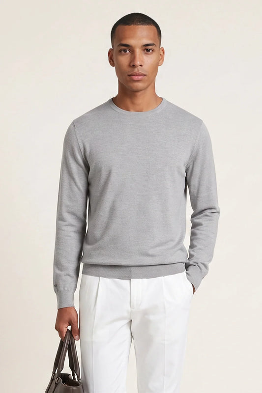Thomas Maine trui crew neck NOS 82 TM 100 kleur 91 light grey