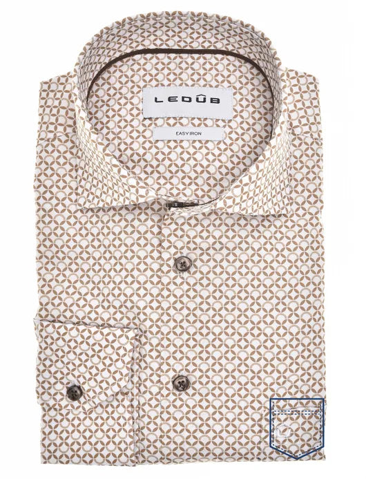 Ledub hemd 074.640 bruine print